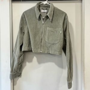 TNA Aritzia Corduroy Crop Jacket - Green - Small